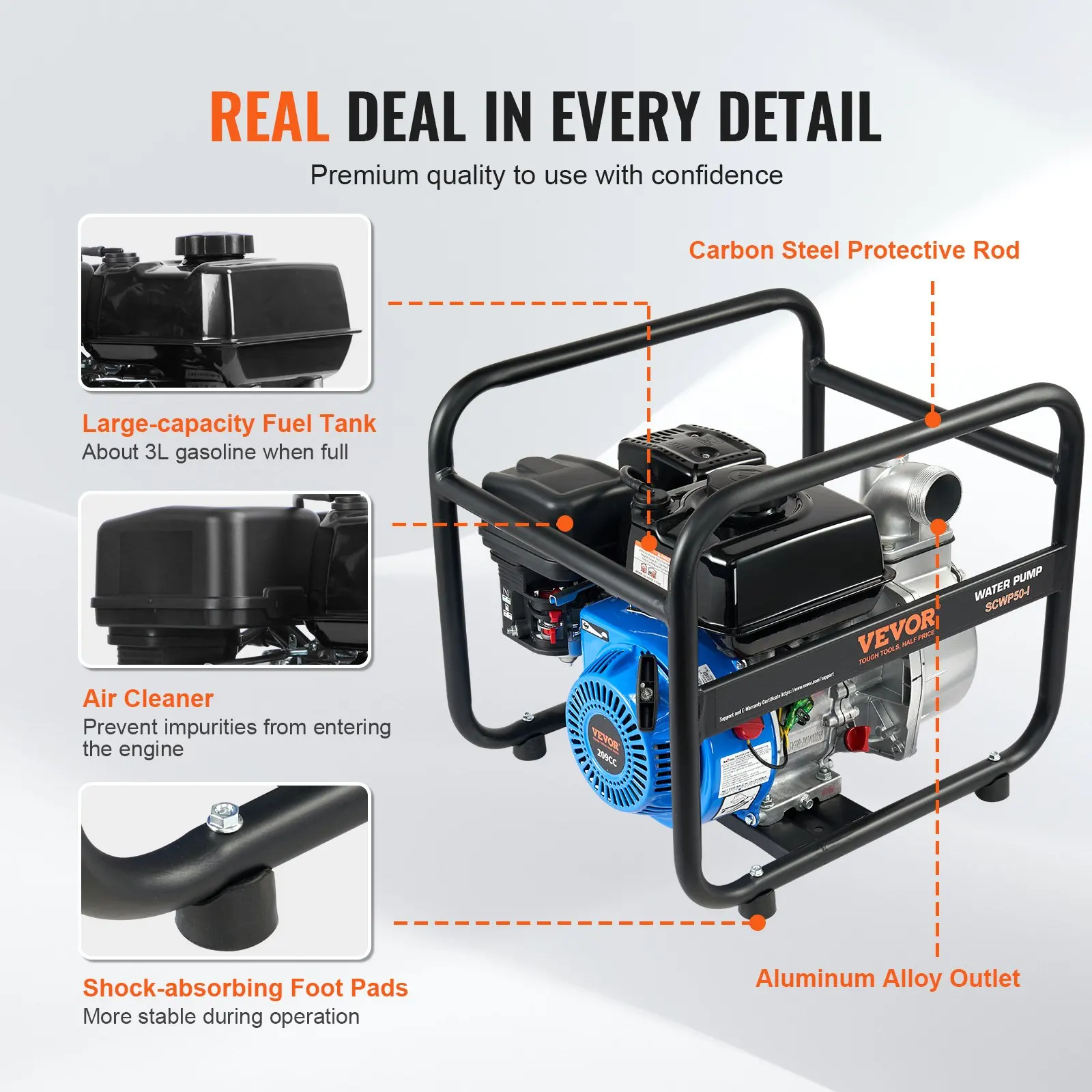 Gasoline Engine Water Pump Gas Powered Transfer Pump 2 In 6.5HP 4-Stroke
Gasoline Engine Water Pump Gas Powered Transfer Pump 2 In 6.5HP 4-Stroke