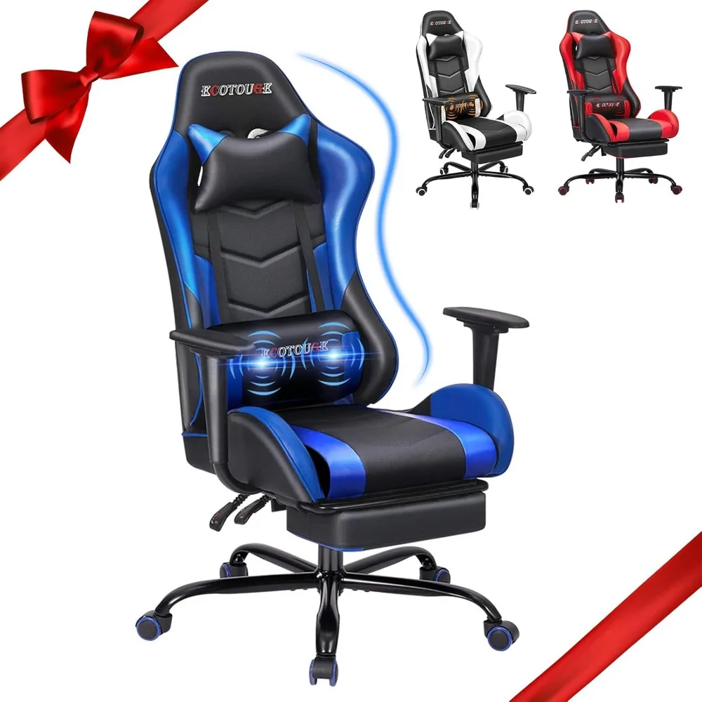 Gaming chair with footrest, ergonomic office desk chair, racing style, PU leather, recliner,swivel rocker,headrest,lumbar pillow
Gaming chair with footrest, ergonomic office desk chair, racing style, PU leather, recliner,swivel rocker,headrest,lumbar pillow