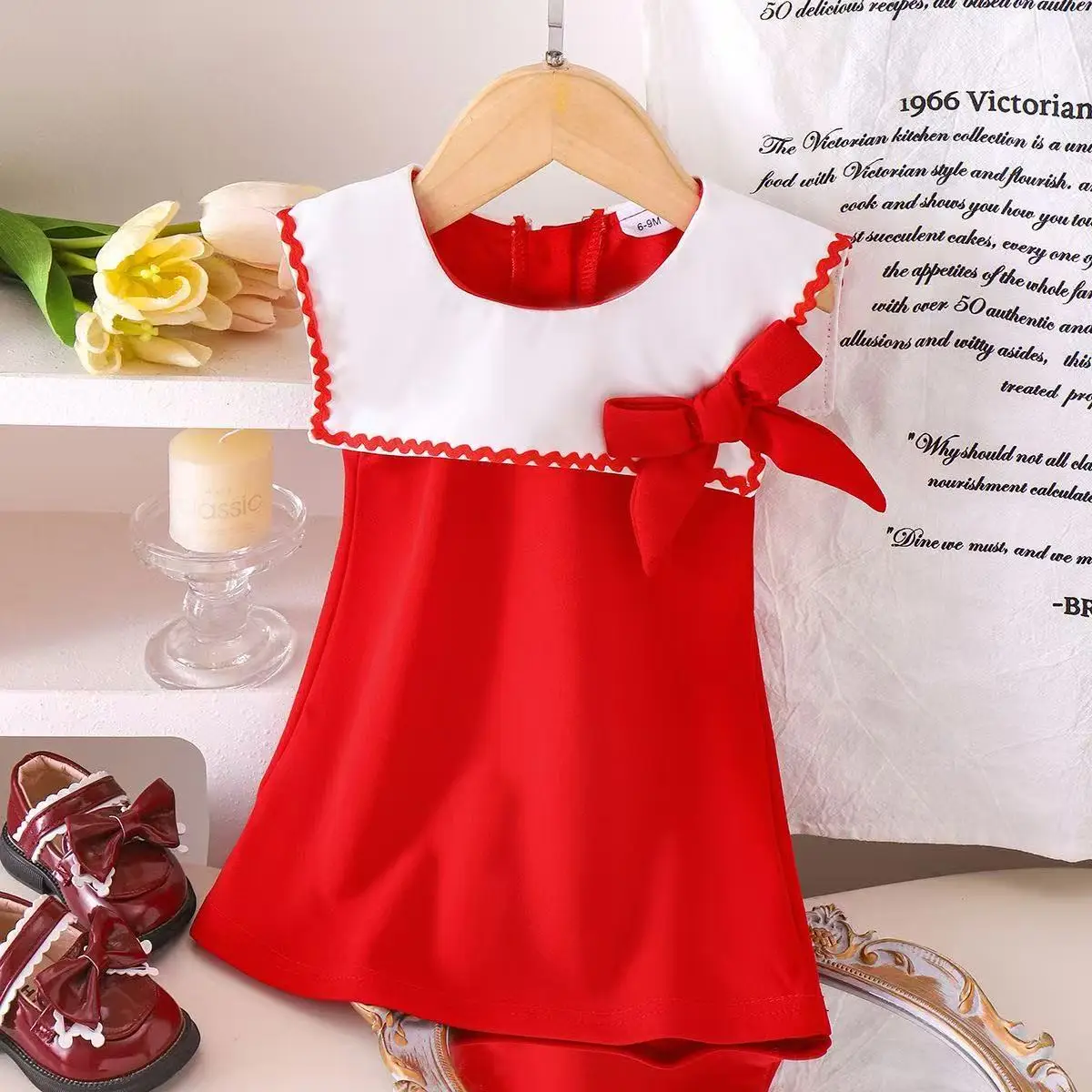 New Summer Kids Girls Red Dress French Chic White Contrast Collar Elegant Princess Party Dress For Toddlers for 6M-3Y
New Summer Kids Girls Red Dress French Chic White Contrast Collar Elegant Princess Party Dress For Toddlers for 6M-3Y