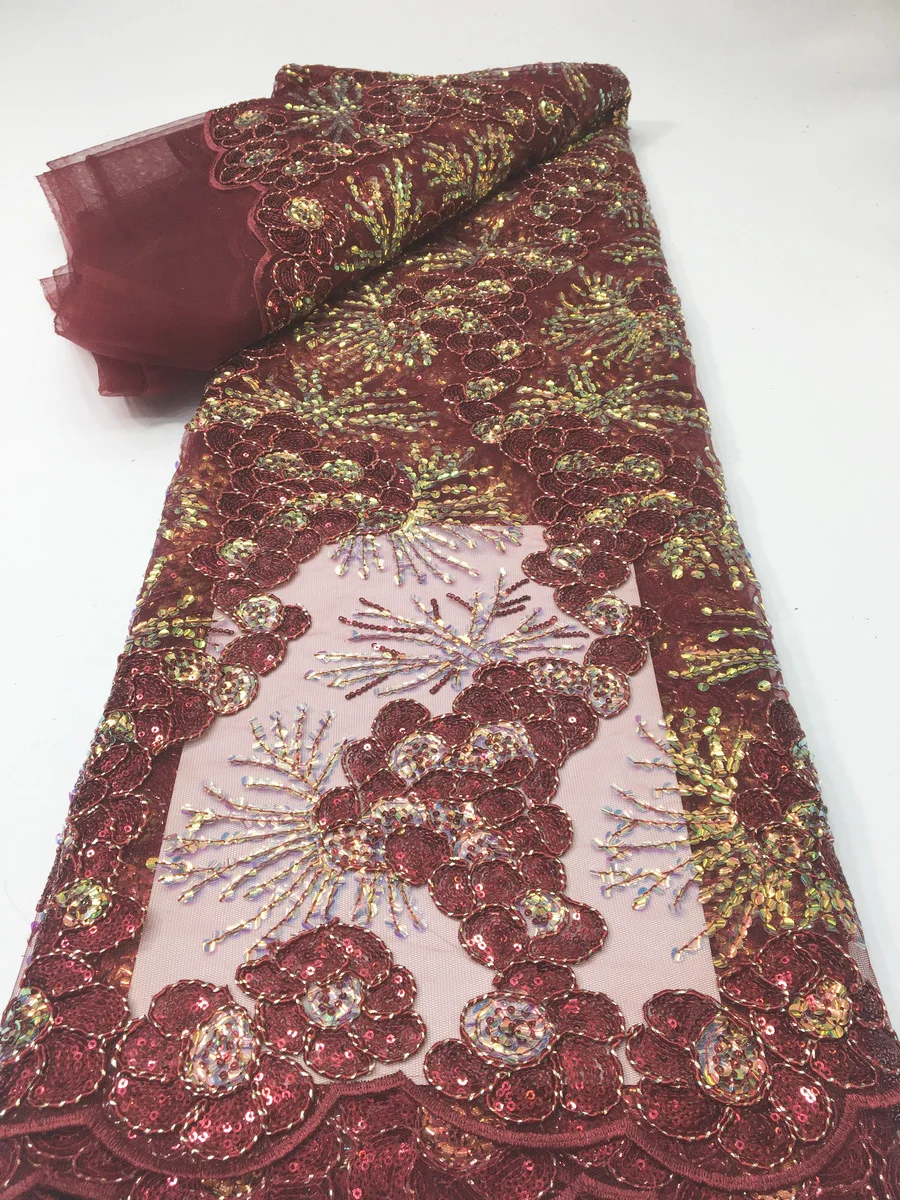 Latest Wine African Sequins Lace Fabric 2023 High Quality French Mesh Lace Nigerian Lace Fabric For Party Dress Sewing KYX2322
Latest Wine African Sequins Lace Fabric 2023 High Quality French Mesh Lace Nigerian Lace Fabric For Party Dress Sewing KYX2322