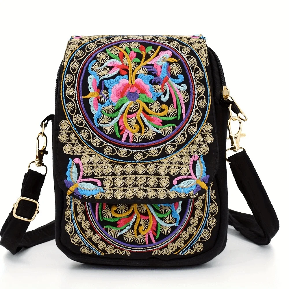 Women Shoulder Bag Travel Pouch Vintage Floral Embroidered Crossbody Zip Bag Embroidered Mobile Phone Bag
Women Shoulder Bag Travel Pouch Vintage Floral Embroidered Crossbody Zip Bag Embroidered Mobile Phone Bag