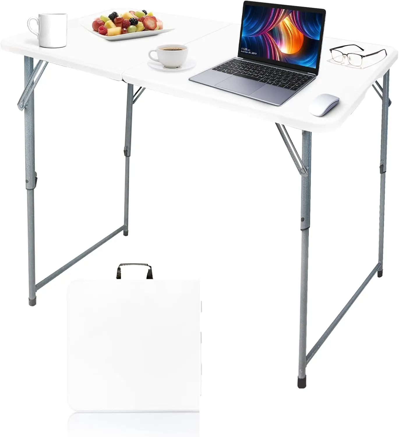 4FT Portable Folding Plastic Dining Table with Handle, Heavy Duty Square Design for Indoor Outdoor Use, White
4FT Portable Folding Plastic Dining Table with Handle, Heavy Duty Square Design for Indoor Outdoor Use, White