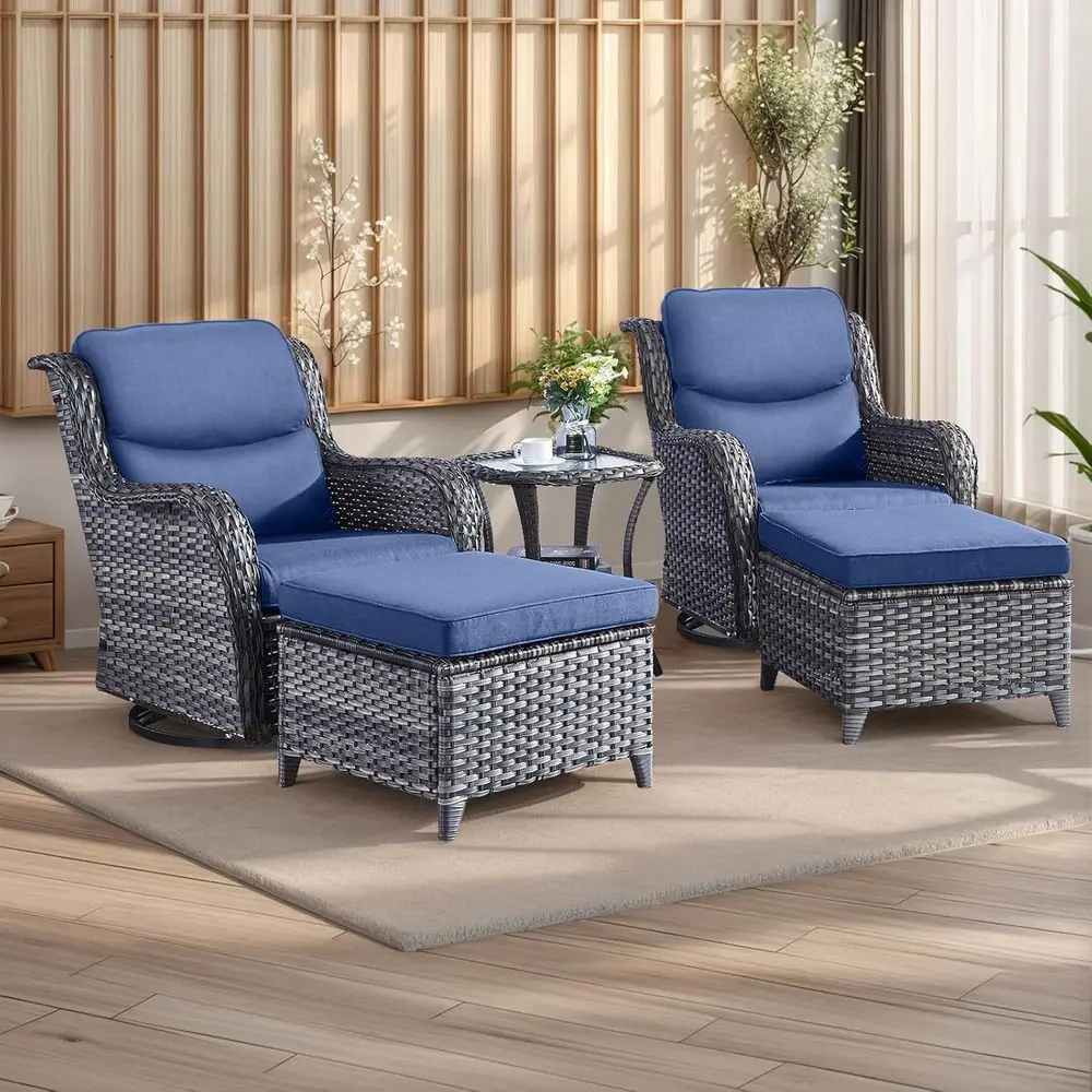Wicker Patio urniture Set - 5 Piece Rattan Outdoor Sectional Contion Sets with 2 Swivel Rocking Chairs,2 Ottomans and 1 Side Tab
Wicker Patio urniture Set - 5 Piece Rattan Outdoor Sectional Contion Sets with 2 Swivel Rocking Chairs,2 Ottomans and 1 Side Tab