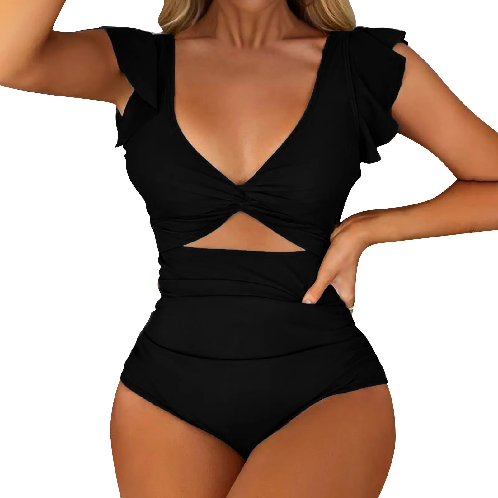 Women's Swimsuit High Waisted V Neck Bathing Suits Cutout Ruffle Ruched 1 Swimwear Bikini Bottoms
Women's Swimsuit High Waisted V Neck Bathing Suits Cutout Ruffle Ruched 1 Swimwear Bikini Bottoms