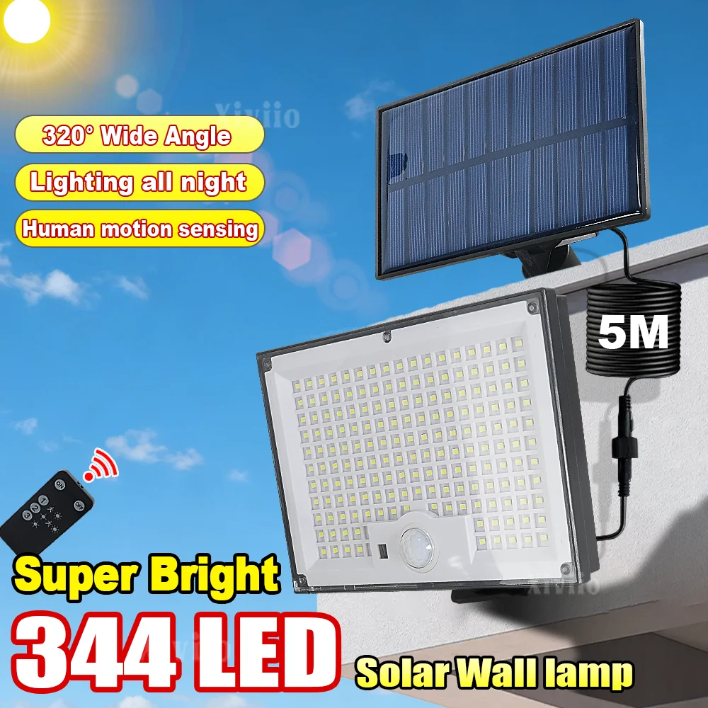 344 Ultra Powerful Solar Split Lamp High Efficiency IR Sensor Solar Flood Light 320° Wide Angle Lighting with 5M Wire for Garden
344 Ultra Powerful Solar Split Lamp High Efficiency IR Sensor Solar Flood Light 320° Wide Angle Lighting with 5M Wire for Garden