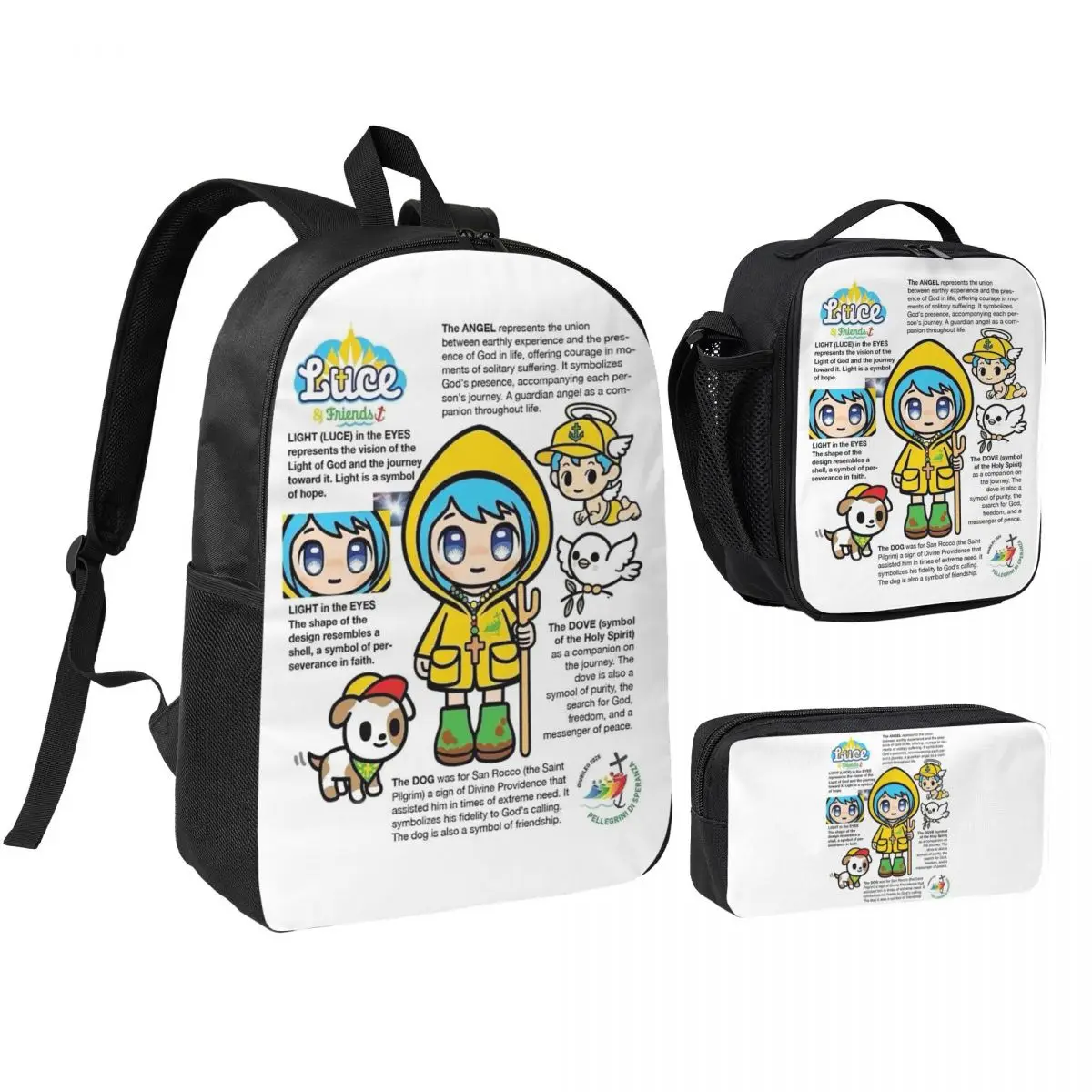 Luce Vatican Mascot Backpack Student BookBag School Bag Shoulder Bags 3ps Insulated Lunch Bag Pencil Case
Luce Vatican Mascot Backpack Student BookBag School Bag Shoulder Bags 3ps Insulated Lunch Bag Pencil Case