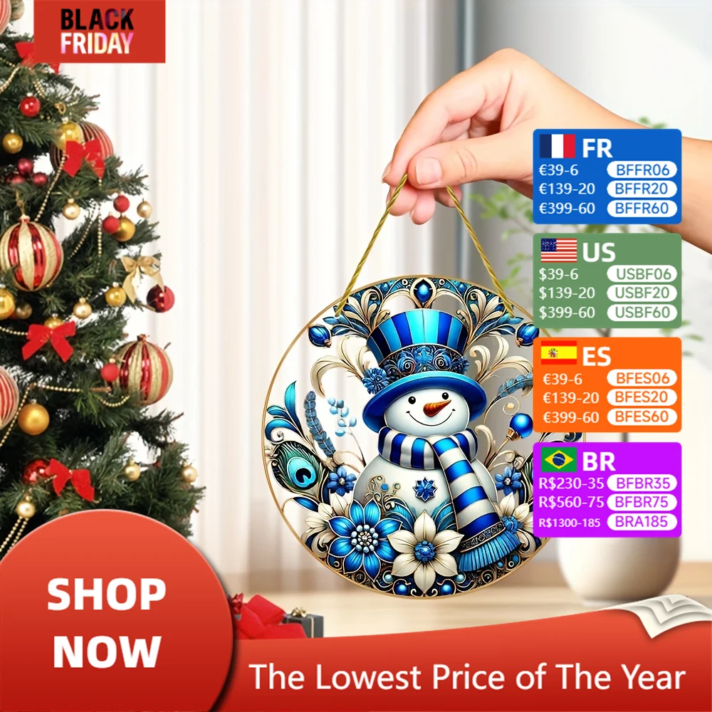 Acrylic-style acrylic snowman pendant-8-inch round wreath window pendant-Christmas themed decoration-no electricity
Acrylic-style acrylic snowman pendant-8-inch round wreath window pendant-Christmas themed decoration-no electricity