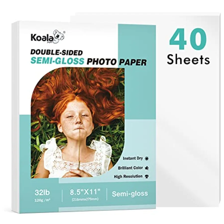 Koala Thin Double Sided Semi-Gloss Photo Paper 8.5X11 Inch 40 Sheets 32LB for Inkjet and Laser Printer for Menu Flyer Print
Koala Thin Double Sided Semi-Gloss Photo Paper 8.5X11 Inch 40 Sheets 32LB for Inkjet and Laser Printer for Menu Flyer Print