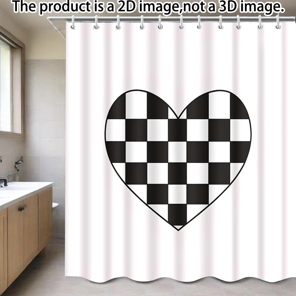 Checkered Heart Shower Curtain – Black & White Chess Pattern, White Base, Polyester, 71"x71", 12 Hooks, Hand Washable
Checkered Heart Shower Curtain – Black & White Chess Pattern, White Base, Polyester, 71"x71", 12 Hooks, Hand Washable