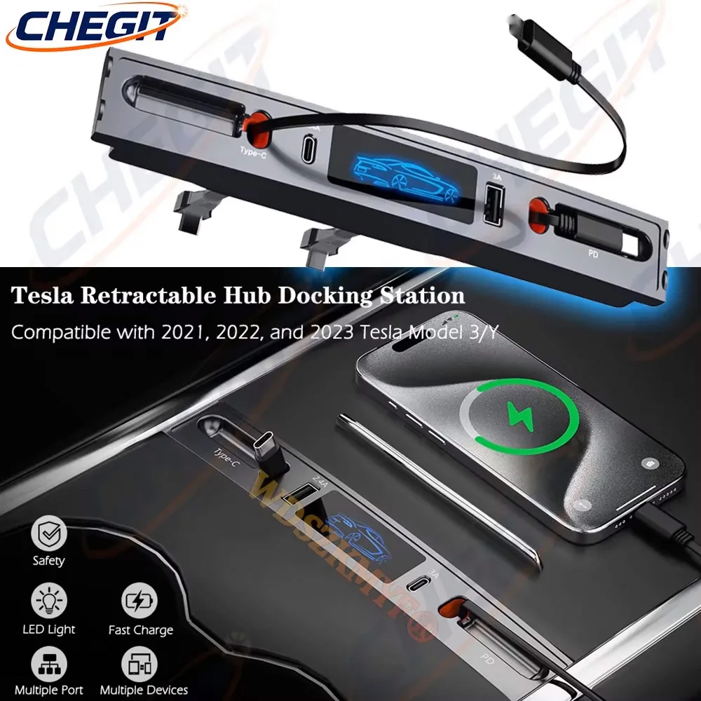 For Tesla USB Hub for Model 3 /Y Fast Charger for Tesla Tesla Accessories Highland 4-Ports 2 retractable cable Docking Station
For Tesla USB Hub for Model 3 /Y Fast Charger for Tesla Tesla Accessories Highland 4-Ports 2 retractable cable Docking Station