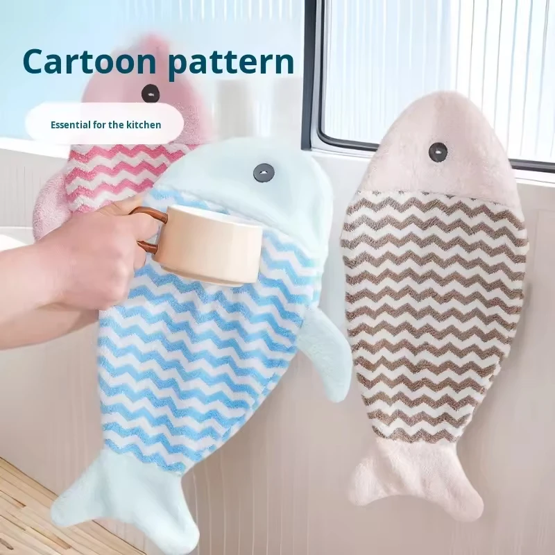 Knitted Little Fish Cute Thickened Hangable Kitchen Hand Towel Coral Velvet Fleece Hand Wipe Dropshipping Available
Knitted Little Fish Cute Thickened Hangable Kitchen Hand Towel Coral Velvet Fleece Hand Wipe Dropshipping Available