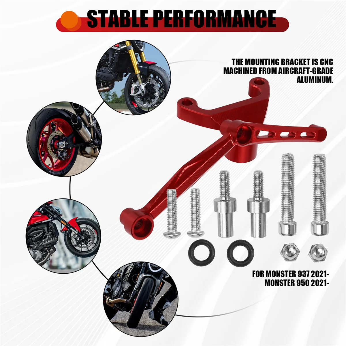 T48C_Motorcycle Steering Stabilizer Damper Mounting Bracket Kit for Ducati Monster 937 Monster 950 2021-2024 Red
T48C_Motorcycle Steering Stabilizer Damper Mounting Bracket Kit for Ducati Monster 937 Monster 950 2021-2024 Red