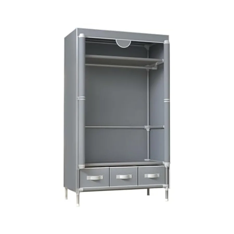 Portable Ox Fabric Wardrobe Light Grey Storage Organizer with Hanging Rod Shelves 3 Drawers Waterproof Dustproof SpaceSaving De
Portable Ox Fabric Wardrobe Light Grey Storage Organizer with Hanging Rod Shelves 3 Drawers Waterproof Dustproof SpaceSaving De