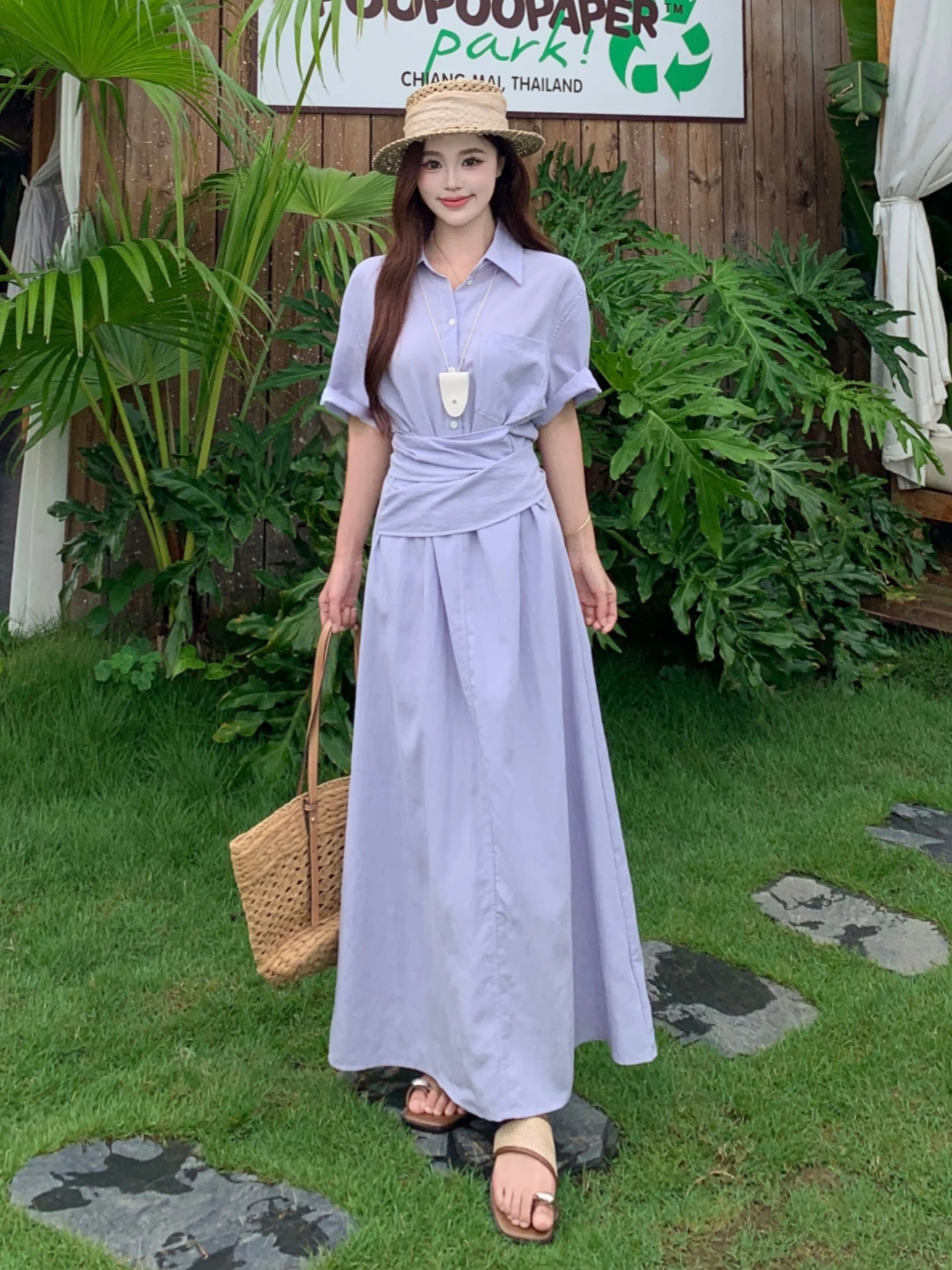 Slimming plus Size Women's Collar Shirt Dress Purple Summer New Style High Waist A-Line Skirt Concealing Belly Button De...
Slimming plus Size Women's Collar Shirt Dress Purple Summer New Style High Waist A-Line Skirt Concealing Belly Button De...