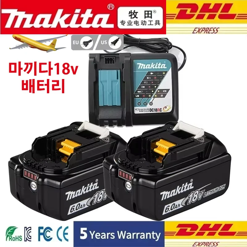 100% Genuine Makita 6Ah/5Ah for Makita 18V Battery BL1840 BL1830B BL1850B BL1850 BL1860 BL1815 Replacement Lithium Batteries
100% Genuine Makita 6Ah/5Ah for Makita 18V Battery BL1840 BL1830B BL1850B BL1850 BL1860 BL1815 Replacement Lithium Batteries