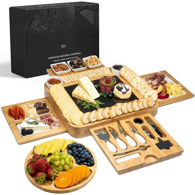 Charcuterie Boards Set - Large Bamboo Cheese Board Set - House Warming Gifts New Home, Wedding Gift for Couple,
Charcuterie Boards Set - Large Bamboo Cheese Board Set - House Warming Gifts New Home, Wedding Gift for Couple,