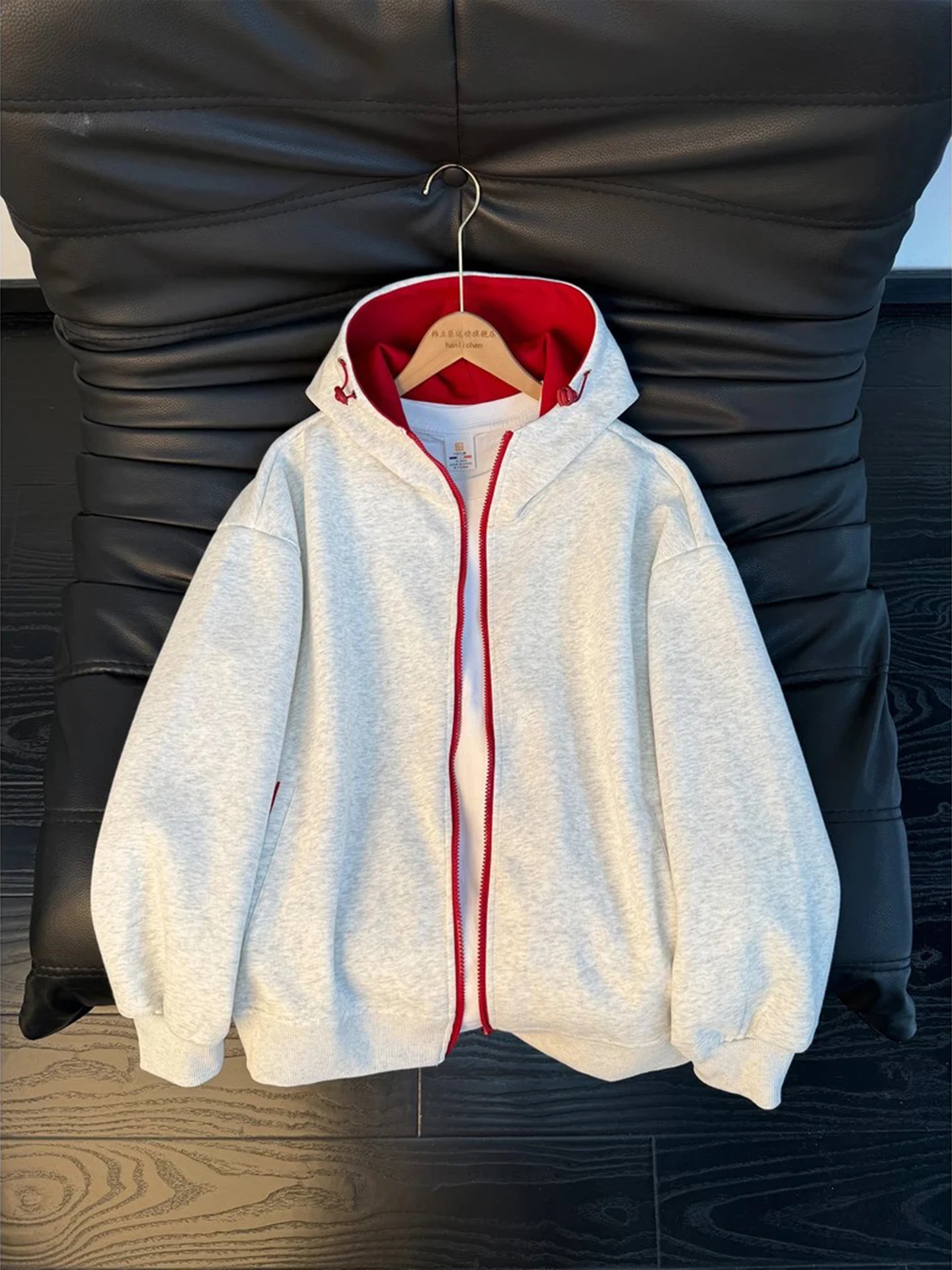 Zippered Open Cardigan Sweatirt ex Spring Design Splice Couple Outerwear Cleanfit American Sle Loose Fit Hoodie
Zippered Open Cardigan Sweatirt ex Spring Design Splice Couple Outerwear Cleanfit American Sle Loose Fit Hoodie