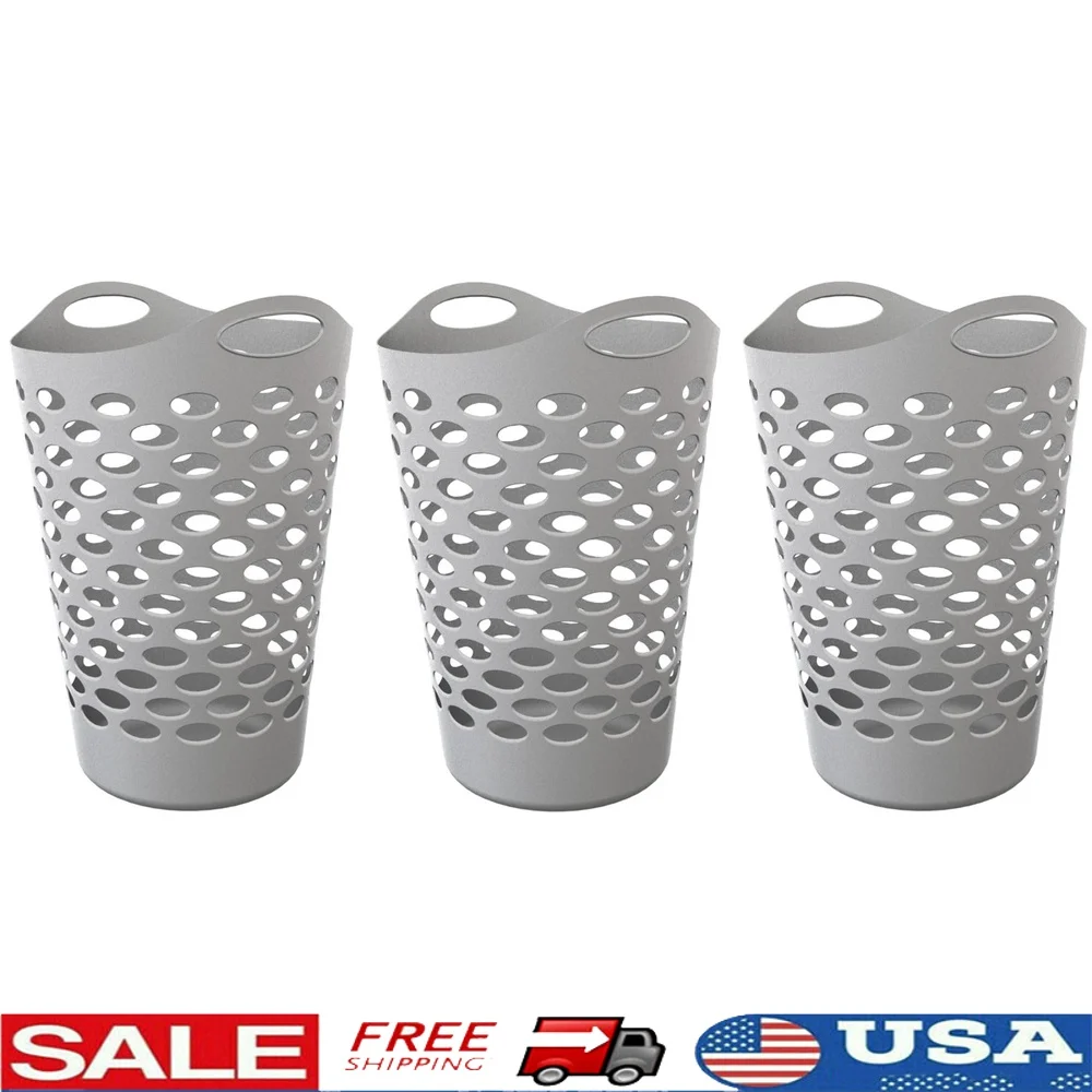 Flexible Round Laundry Hamper 2 Bushel Plastic Storage Basket with Handles Ventilation Holes Easy Carrying 3 Pack
Flexible Round Laundry Hamper 2 Bushel Plastic Storage Basket with Handles Ventilation Holes Easy Carrying 3 Pack