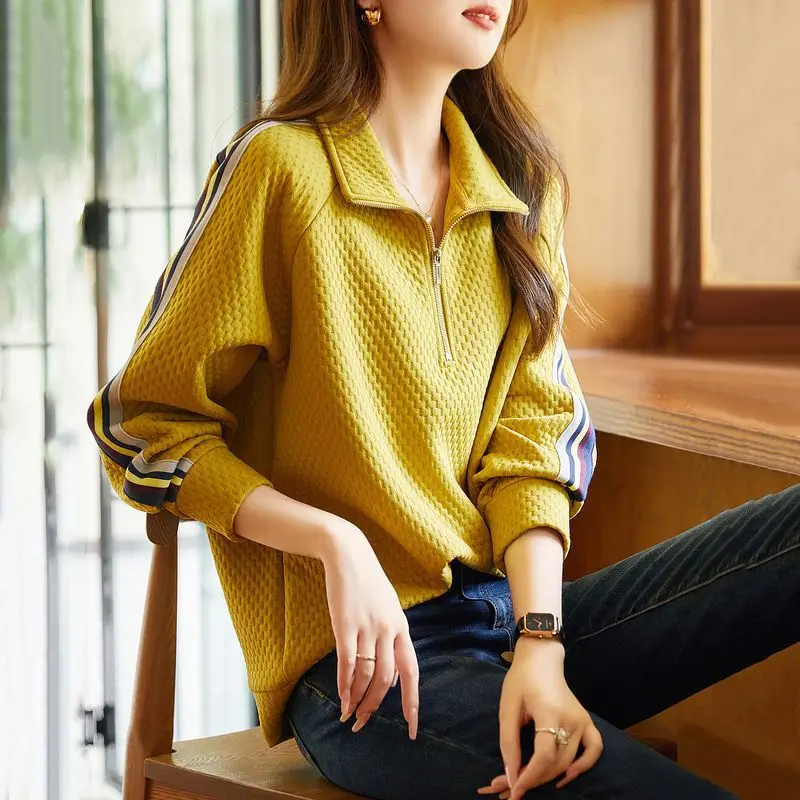 Fashion Lapel Zipper Spliced All-match Sweatshirts Women's Clothing 2023 Autumn Winter Loose Casual Tops Commuter Sweatshirts
Fashion Lapel Zipper Spliced All-match Sweatshirts Women's Clothing 2023 Autumn Winter Loose Casual Tops Commuter Sweatshirts