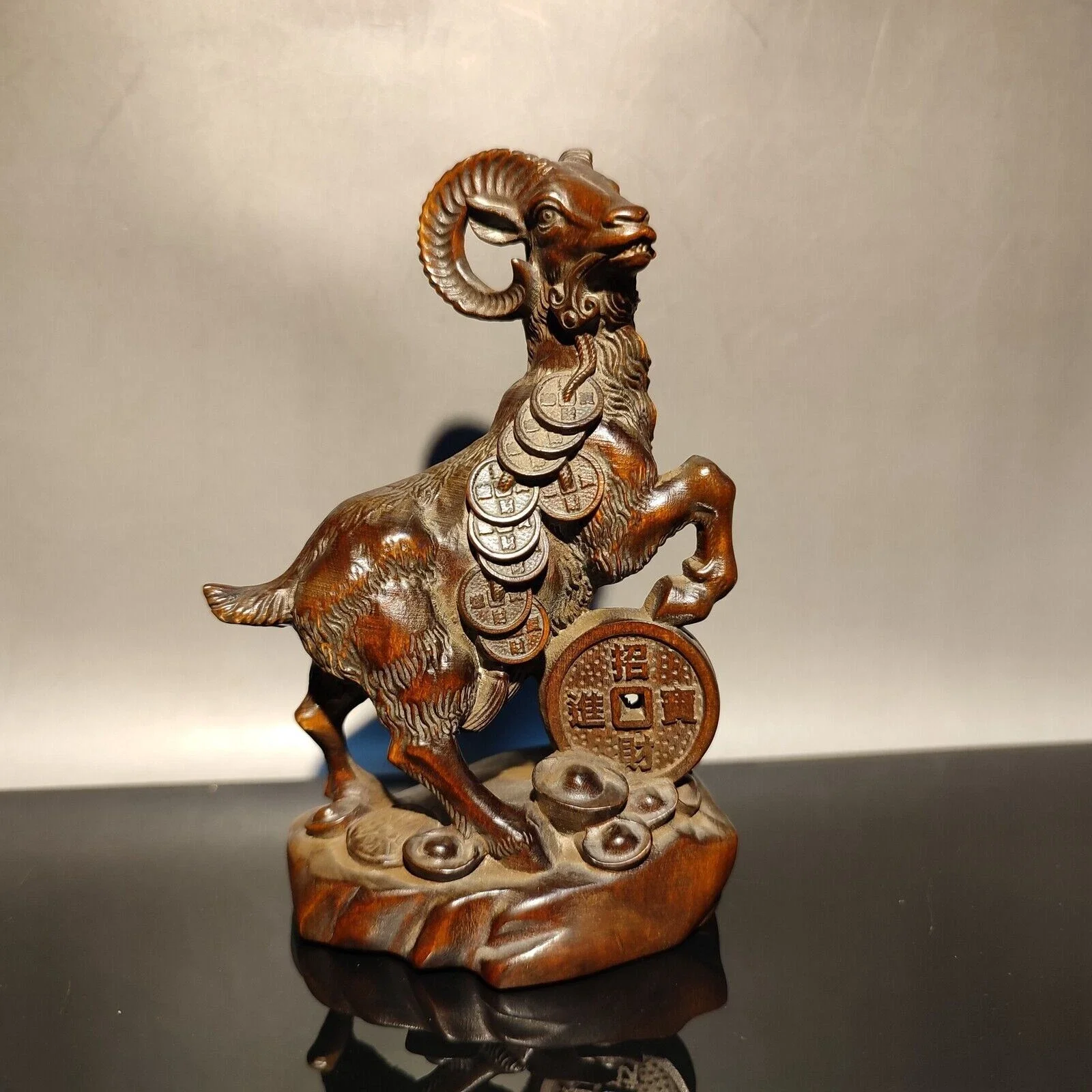 Vintage Chinese Boxwood Carved Home Decor Sheep Sculpture Statue Wood Carving
Vintage Chinese Boxwood Carved Home Decor Sheep Sculpture Statue Wood Carving