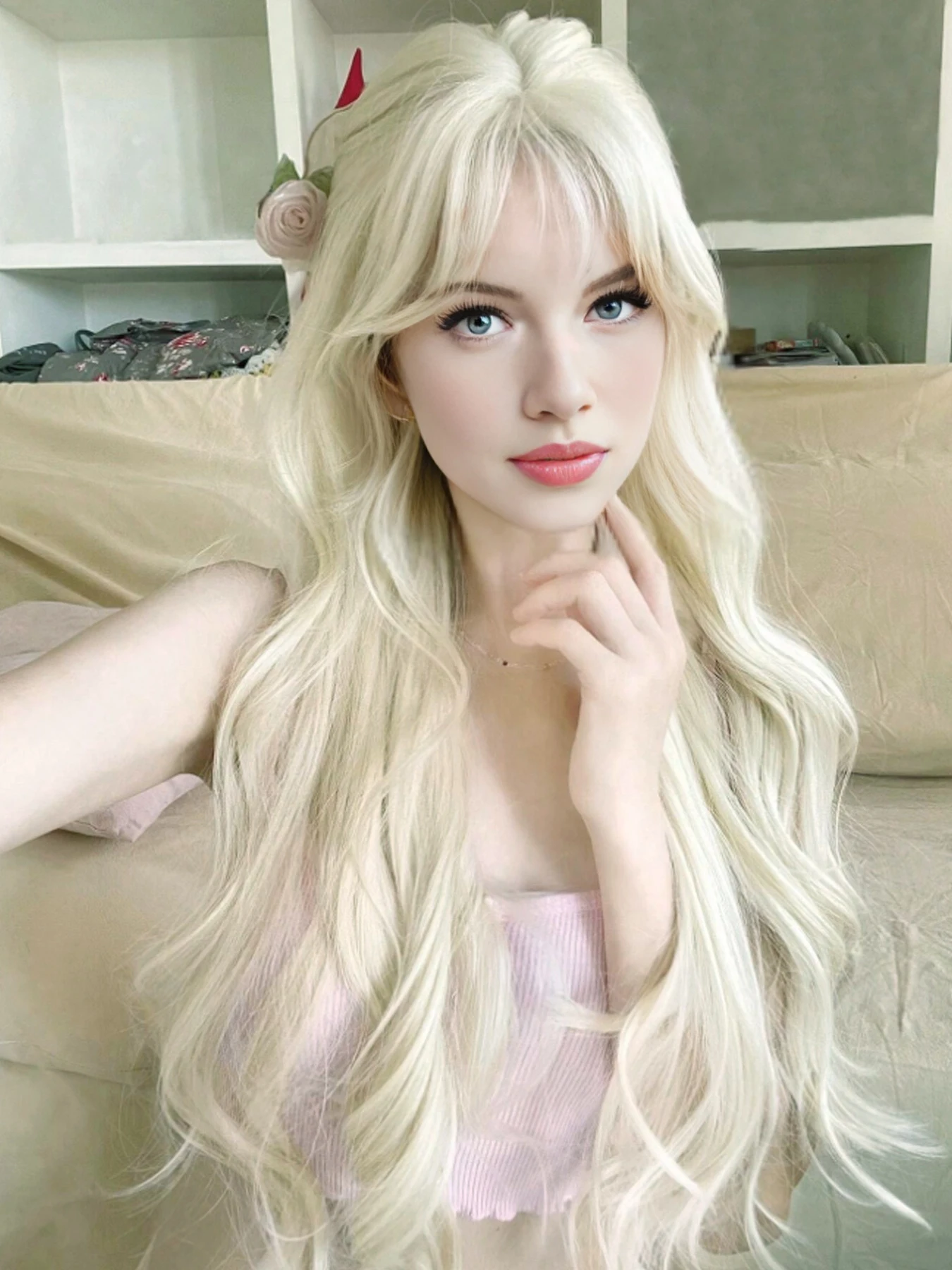 26 Inch Long Blonde Wig White Female Wavy Roll Synthetic Heat-resistant Natural Hair Halloween Costume Daily Party
26 Inch Long Blonde Wig White Female Wavy Roll Synthetic Heat-resistant Natural Hair Halloween Costume Daily Party