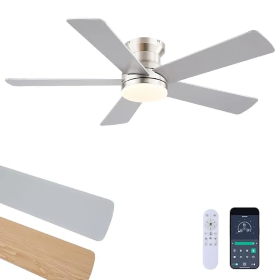 Flush Mount Low Profile Ceiling Fans with Lights - Modern Ceiling Fan with LED Dimming Timer 6Wind Speeds Indoor Fan Light Fixt
Flush Mount Low Profile Ceiling Fans with Lights - Modern Ceiling Fan with LED Dimming Timer 6Wind Speeds Indoor Fan Light Fixt
