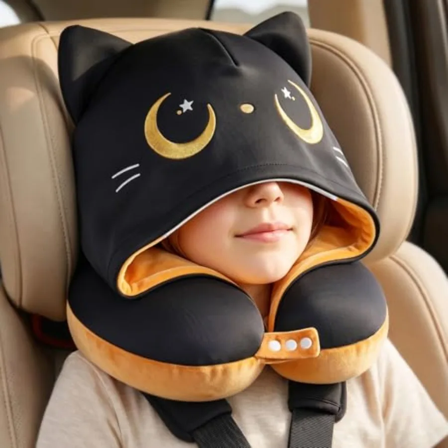 Certified to ASTM and CPSIA Standards Travel Neck Pillow with Hood, Memory Foam Airplane Pillow, Double-Sided, Cute Design, Coo
Certified to ASTM and CPSIA Standards Travel Neck Pillow with Hood, Memory Foam Airplane Pillow, Double-Sided, Cute Design, Coo