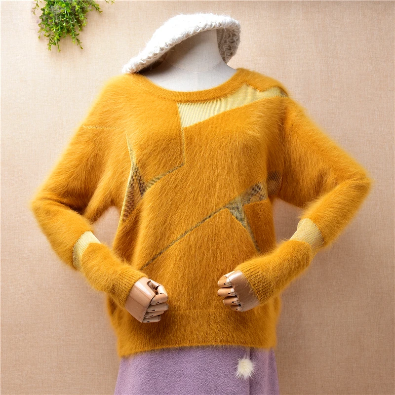04 Female Women Fall Winter Clothing Yellow Hairy Lace Mink Cashmere Knitted O-Neck Slim Blouses Pullover Jumper Sweater Pull
04 Female Women Fall Winter Clothing Yellow Hairy Lace Mink Cashmere Knitted O-Neck Slim Blouses Pullover Jumper Sweater Pull