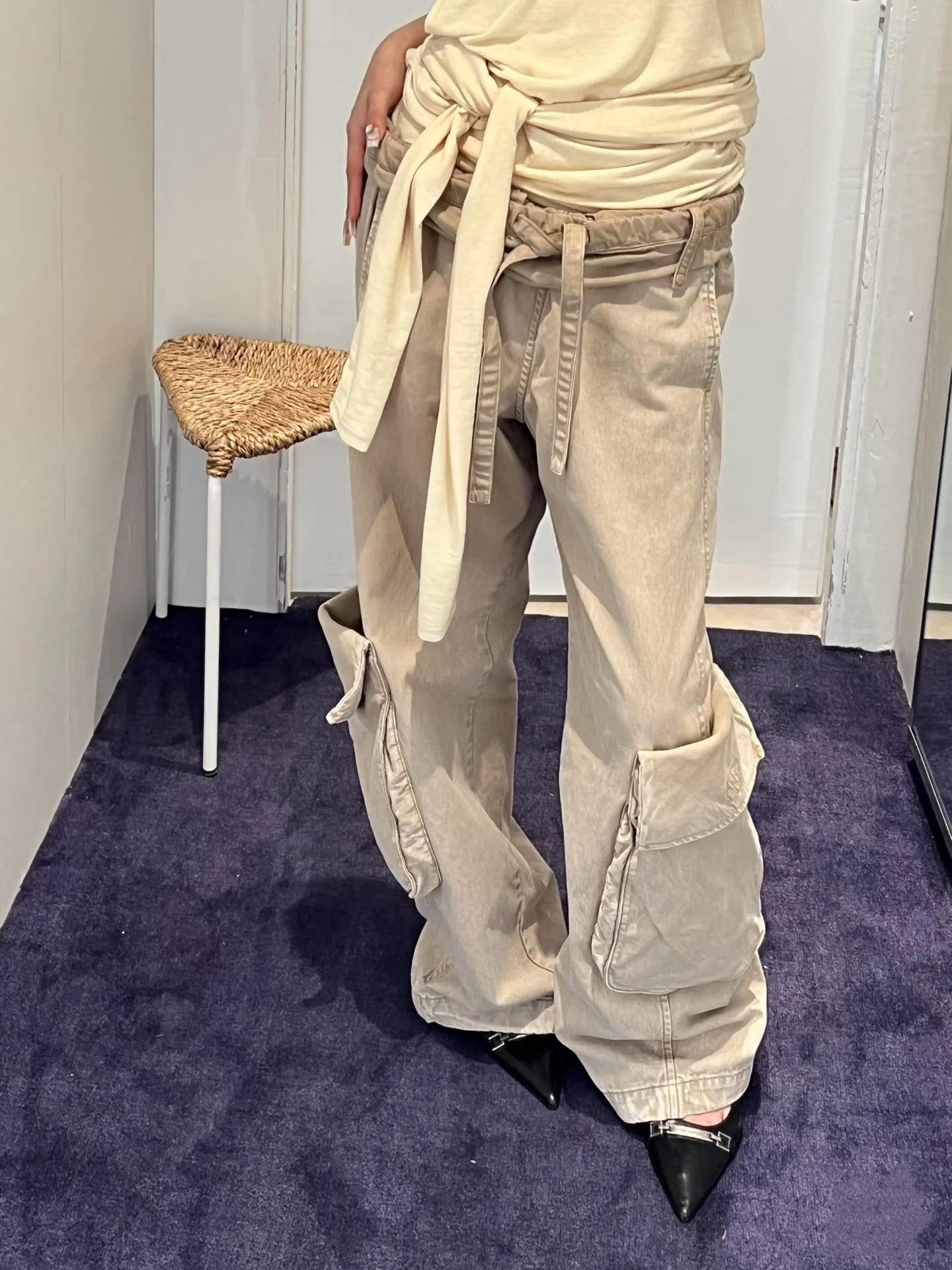 Casual Washed Waist Drawstring Women's Work Pants Open26 Spring Summer Loose Fit Pocket Detail Leisure Trousers
Casual Washed Waist Drawstring Women's Work Pants Open26 Spring Summer Loose Fit Pocket Detail Leisure Trousers