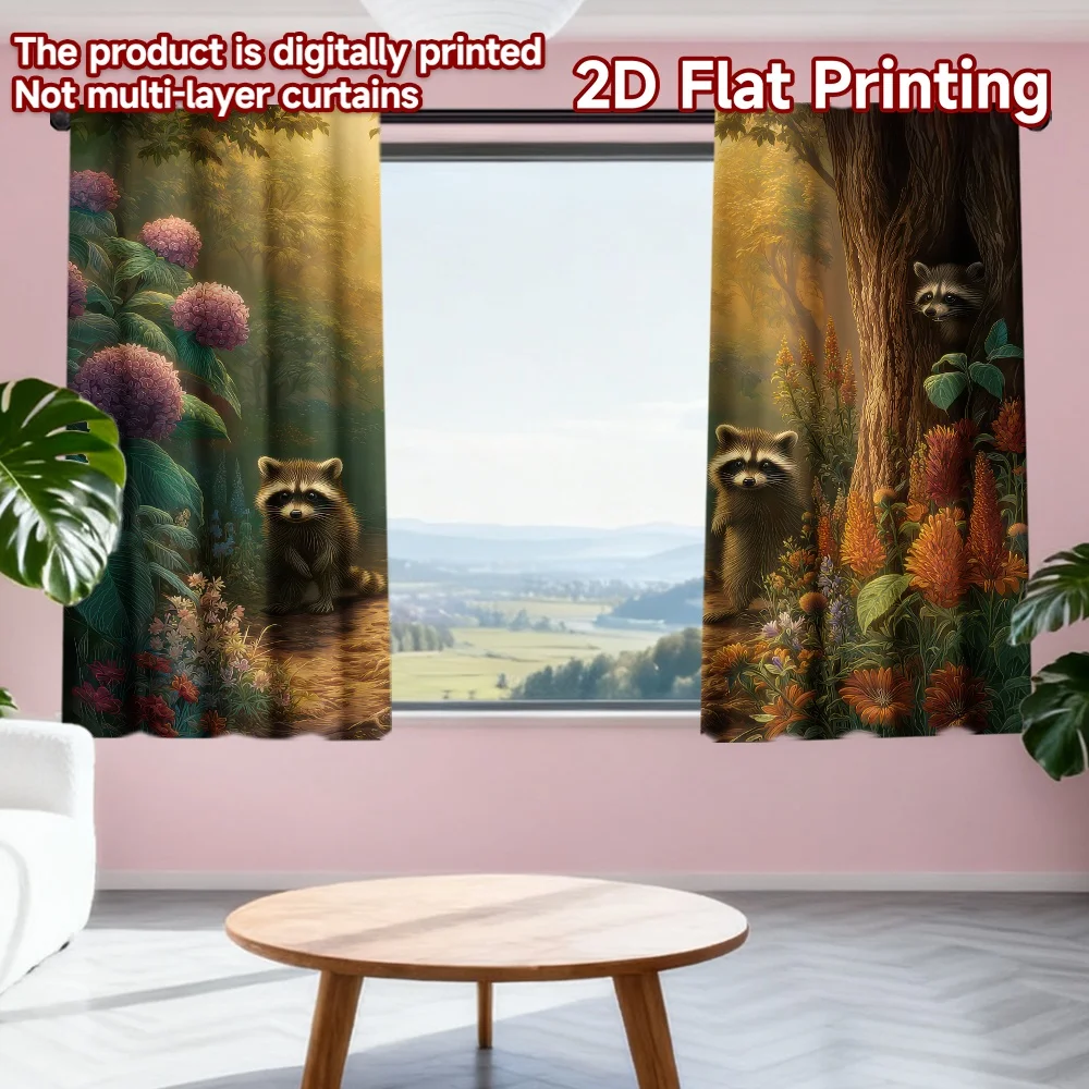 2D flat printing 2pcs Curtains Forest Raccoons in Wildflowers Digital Printed Polyester Drapes Family Party Use for living room
2D flat printing 2pcs Curtains Forest Raccoons in Wildflowers Digital Printed Polyester Drapes Family Party Use for living room