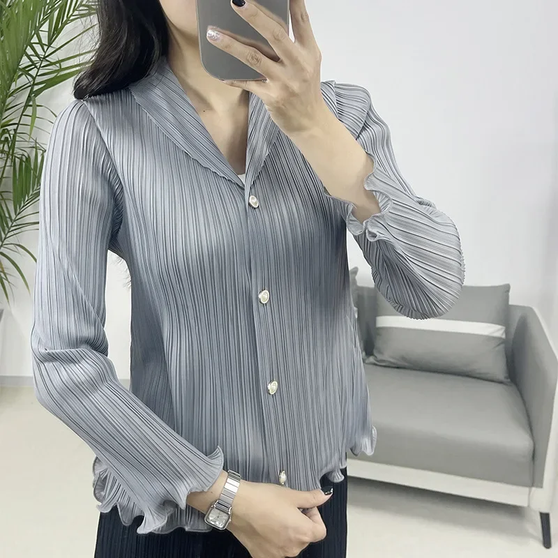 2024 New Pleated Women's Casual Long-Sleeved Shirt Top Women's Miyake Stretch Versatile Slim Slim Pleated Clothes
2024 New Pleated Women's Casual Long-Sleeved Shirt Top Women's Miyake Stretch Versatile Slim Slim Pleated Clothes