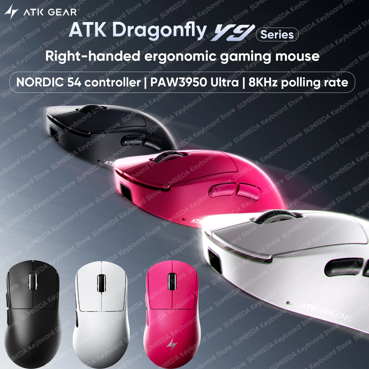 ATK Dragonfly Y9 Pro Max Wireless Gaming Mouse PAW3395 PAW3950 Ultra Dual 8KHz Right-handed Ergonomic 2.4G Wired FPS Gamer Mouse
ATK Dragonfly Y9 Pro Max Wireless Gaming Mouse PAW3395 PAW3950 Ultra Dual 8KHz Right-handed Ergonomic 2.4G Wired FPS Gamer Mouse