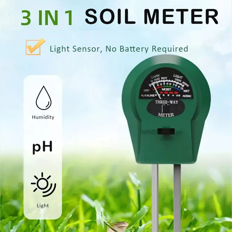New Soil pH Meter 3 in 1/4 in 1 PH Light Moisture Acidity Tester Soil Tester Moisture Meter Plant Soil Tester Kit for Flowers
New Soil pH Meter 3 in 1/4 in 1 PH Light Moisture Acidity Tester Soil Tester Moisture Meter Plant Soil Tester Kit for Flowers