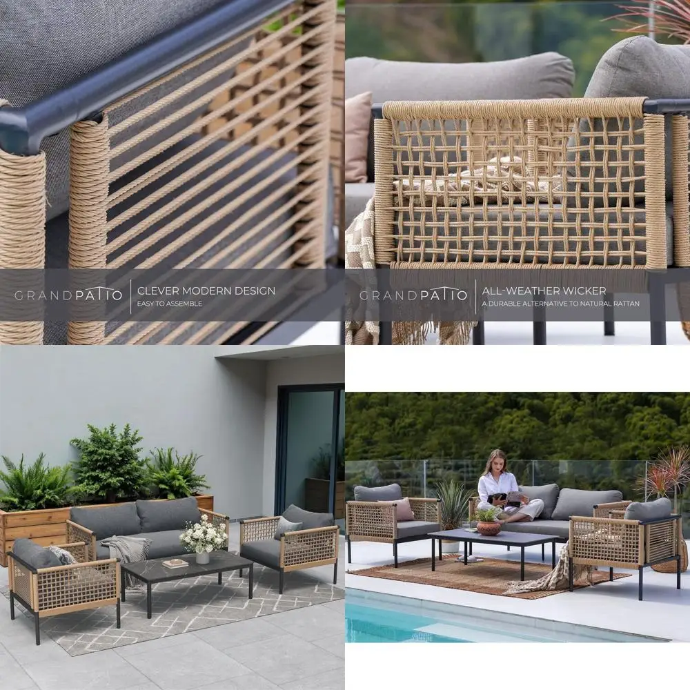 4-Piece Outdoor Wicker Patio Furniture Set with Olefin Cushions for Garden, Backyard, Balcony, Gray
4-Piece Outdoor Wicker Patio Furniture Set with Olefin Cushions for Garden, Backyard, Balcony, Gray