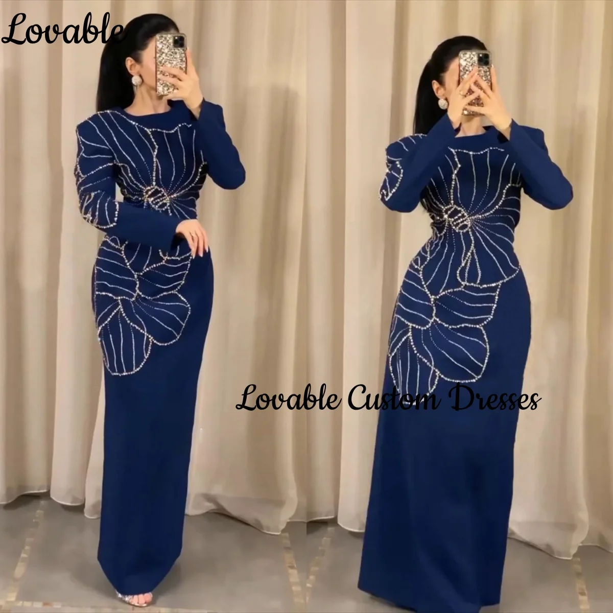 Column Royal Blue Formal Occasion Dresses Beadings Customize Floor-Length Dress Women Elegant Luxury Zipper Up Long Sleeves Prom
Column Royal Blue Formal Occasion Dresses Beadings Customize Floor-Length Dress Women Elegant Luxury Zipper Up Long Sleeves Prom