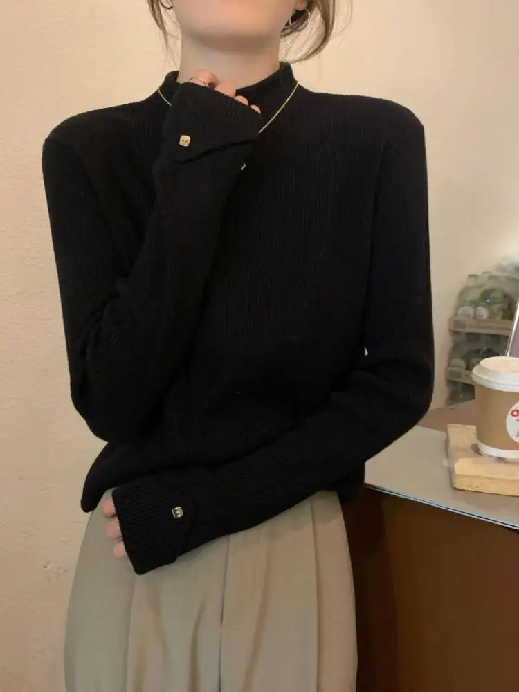 Autumn Winter Women Solid Elegant Long Sleeves Half High Collar Sweater Ladies Festival Pleated Short Knit Tops Simplicity Trend
Autumn Winter Women Solid Elegant Long Sleeves Half High Collar Sweater Ladies Festival Pleated Short Knit Tops Simplicity Trend