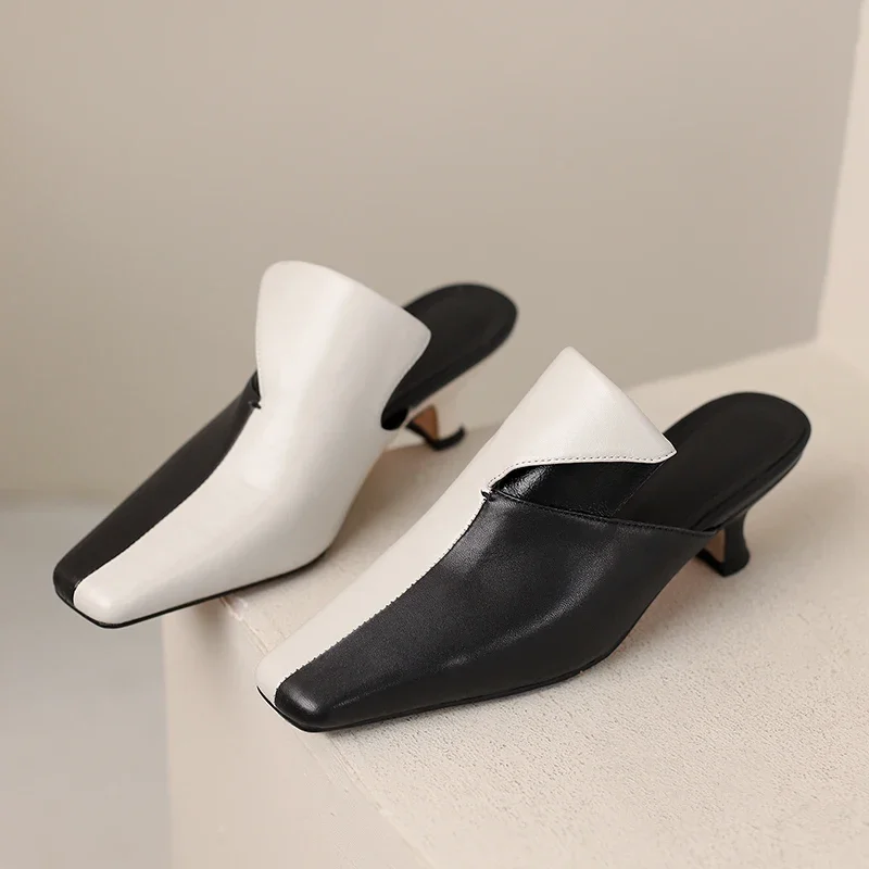 Womens Summer sandals Lady mules basic style shoes natual leather french style slippers Women pump square toe
Womens Summer sandals Lady mules basic style shoes natual leather french style slippers Women pump square toe
