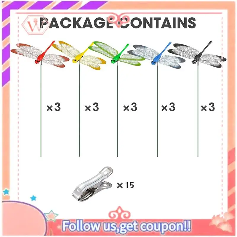 Upgraded 15PCS Decorative Dragonfly Clips Decor For Garden, 9.8Inch Long,Multicolor Versatile Clip-On Plant Decoration
Upgraded 15PCS Decorative Dragonfly Clips Decor For Garden, 9.8Inch Long,Multicolor Versatile Clip-On Plant Decoration