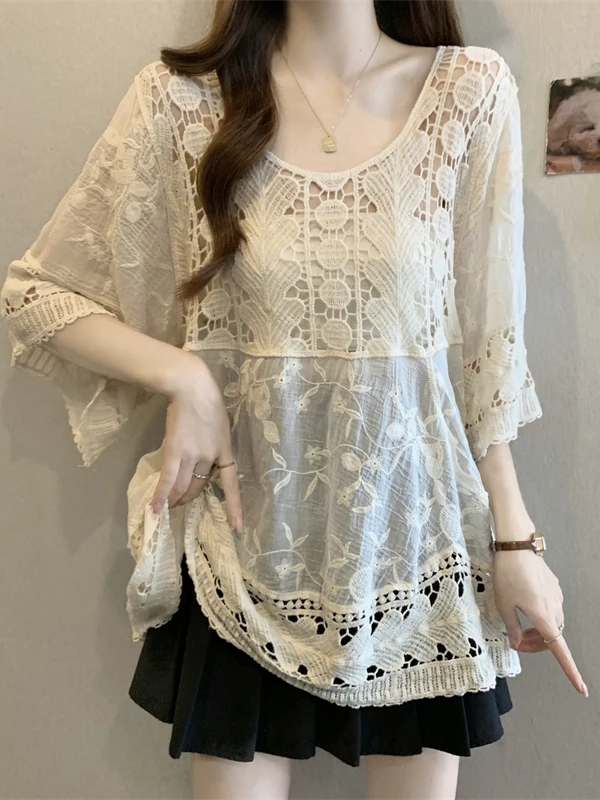 Bohemian Hook-Design Hollow-Out Short-Sleeve Knitwear Large Size Women's Summer Mid-Length Outerwear Cover-Up Top
Bohemian Hook-Design Hollow-Out Short-Sleeve Knitwear Large Size Women's Summer Mid-Length Outerwear Cover-Up Top