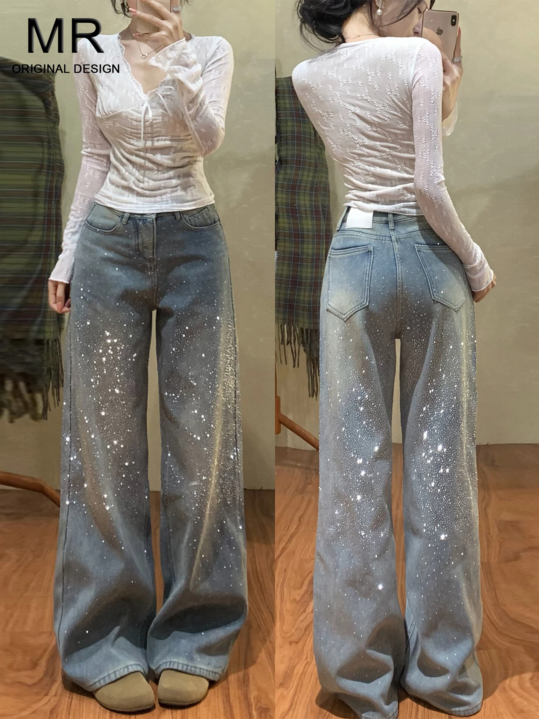 High Waist Shiny Blue Denim Wide Leg Jeans Women's Summer Trendy Loose Straight Cut Pants American Style Casual High Waist
High Waist Shiny Blue Denim Wide Leg Jeans Women's Summer Trendy Loose Straight Cut Pants American Style Casual High Waist