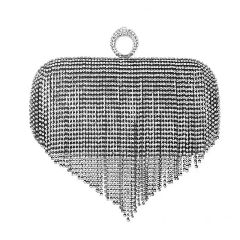 New trend ladies' tassel rhinestone clutch, diamond-embellished hand-held bag, Single-shoulder evening bag
New trend ladies' tassel rhinestone clutch, diamond-embellished hand-held bag, Single-shoulder evening bag