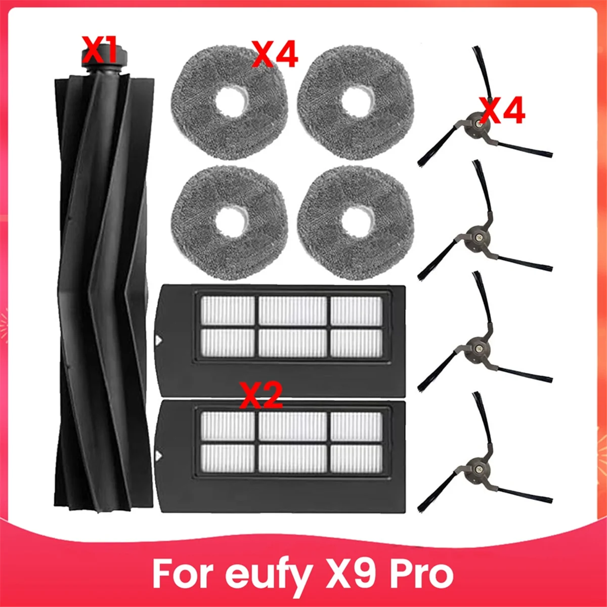 FZFZ Accessories Kit for X9 Pro Replacement Parts Main Brush Side Brush Filter Mop Pad Spare Attachments
FZFZ Accessories Kit for X9 Pro Replacement Parts Main Brush Side Brush Filter Mop Pad Spare Attachments