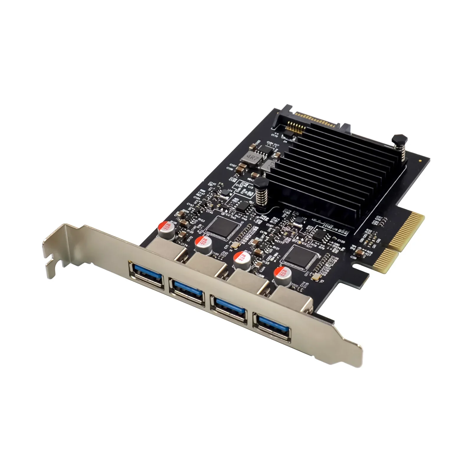 PCI-E PCI Express 4X To USB 3.1 Gen 2 (10 Gbps) 4 Port Type A Expansion Card ASM3142 Chip For Windows/Linux 40gbps transfer 
PCI-E PCI Express 4X To USB 3.1 Gen 2 (10 Gbps) 4 Port Type A Expansion Card ASM3142 Chip For Windows/Linux 40gbps transfer