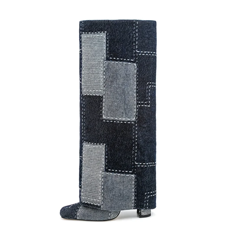 Брендовые сапоги до колена из денима/блесток, Осень-зима 2023, короткие плюшевые женские ковбойские сапоги на высоком каблуке с вышивкой, Размеры 35-44
Брендовые сапоги до колена из денима/блесток, Осень-зима 2023, короткие плюшевые женские ковбойские сапоги на высоком каблуке с вышивкой, Размеры 35-44