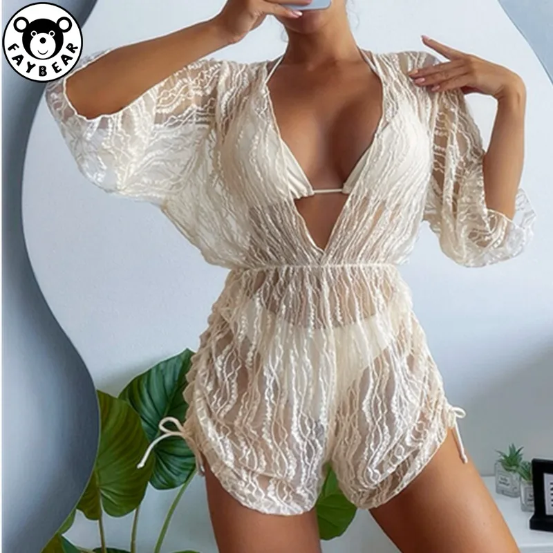 2023 Long Sleeve Mesh Tunneled Swimwear Women's High Waist Drawstring Sunscreen Cover Three Piece Bikini Set Bikinis Women
2023 Long Sleeve Mesh Tunneled Swimwear Women's High Waist Drawstring Sunscreen Cover Three Piece Bikini Set Bikinis Women