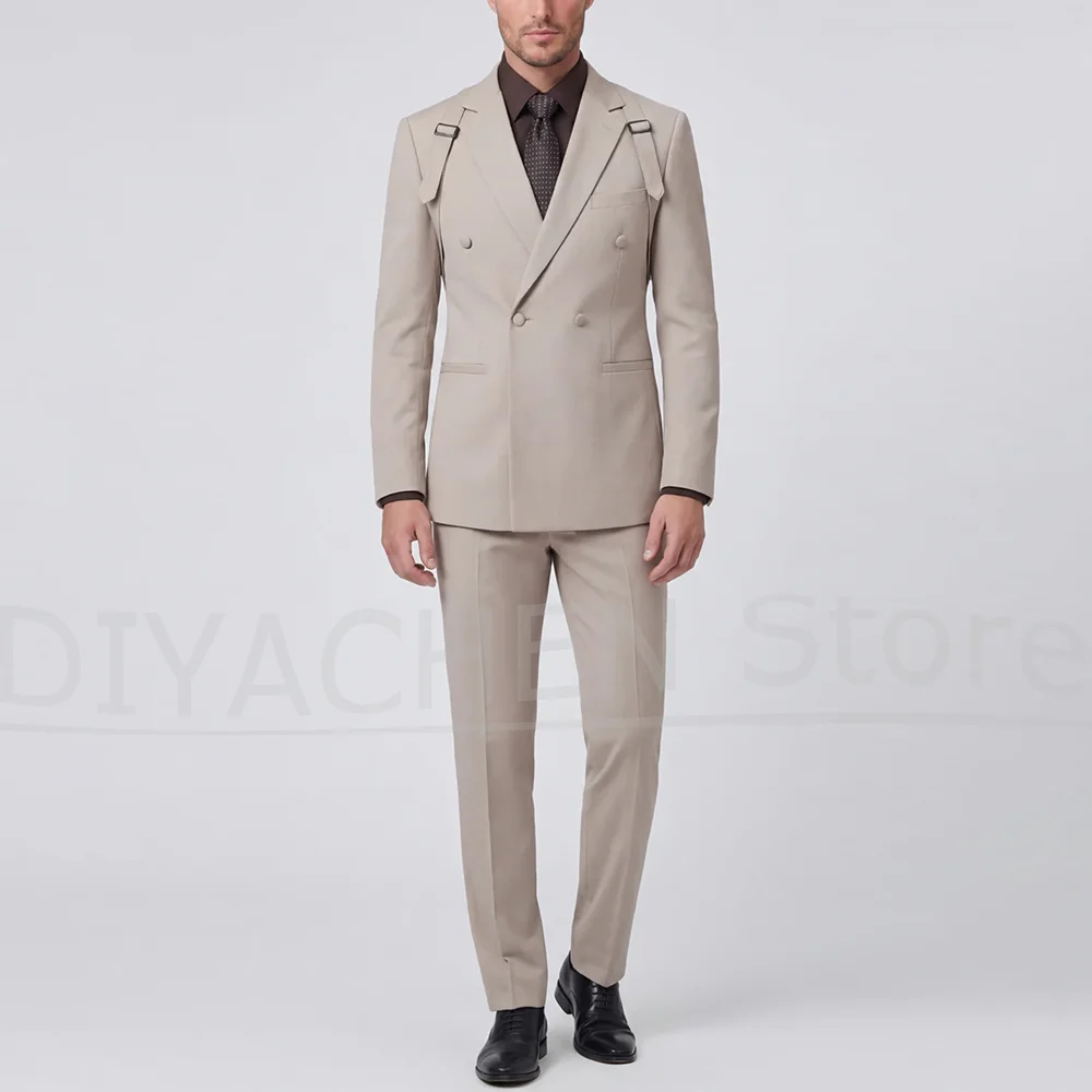 Men Double Breasted Suit with Shoulder Strap Design Blazer and Pants Formal Wedding Party Business Modern Tuxedo 2 Piece
Men Double Breasted Suit with Shoulder Strap Design Blazer and Pants Formal Wedding Party Business Modern Tuxedo 2 Piece