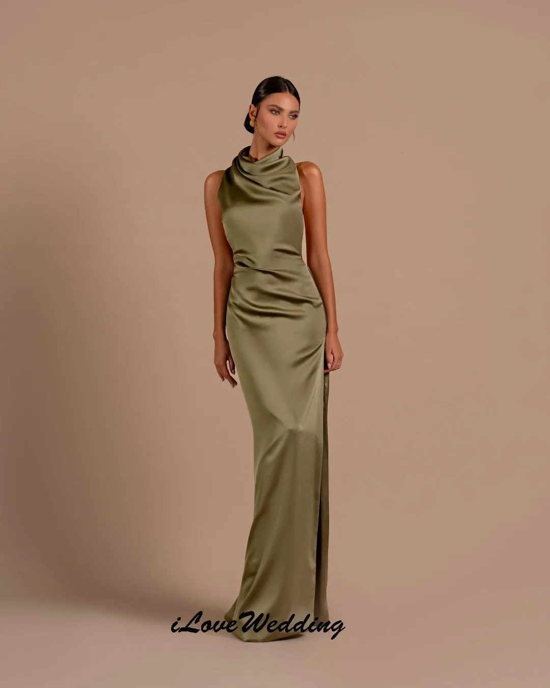 Sleeveless High Neck Women Evening Dress Moss Green Satin Mermaid Prom Dress Maxi Dress Wedding Party Dress Backless Customized
Sleeveless High Neck Women Evening Dress Moss Green Satin Mermaid Prom Dress Maxi Dress Wedding Party Dress Backless Customized