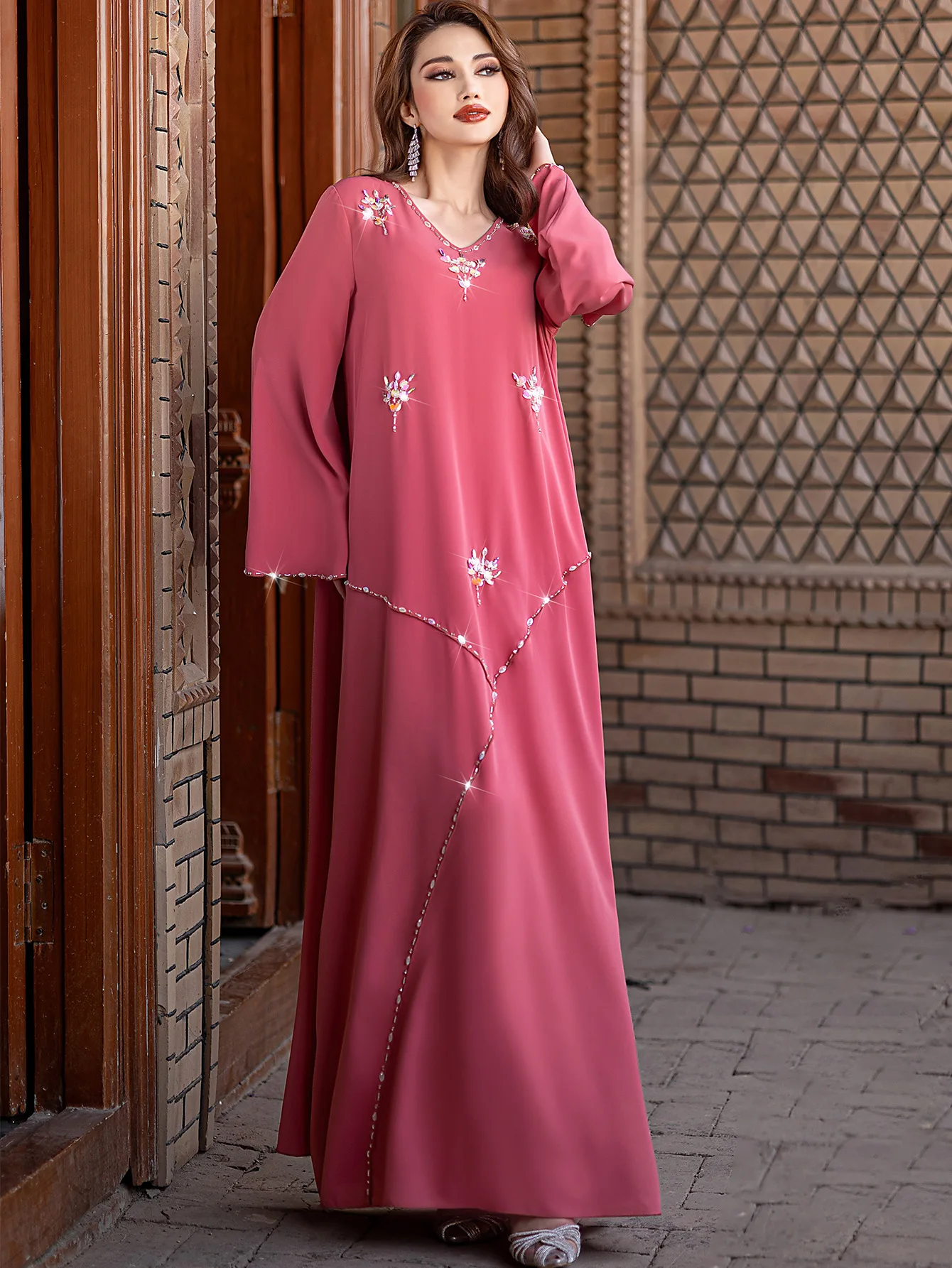 Eid Muslim Chiffon Diamonds Abayas Women Ramadan V-Neck Dresses Jalabiya Kaftan Kebaya Party Evening Musulmane Femme Vestidos
Eid Muslim Chiffon Diamonds Abayas Women Ramadan V-Neck Dresses Jalabiya Kaftan Kebaya Party Evening Musulmane Femme Vestidos