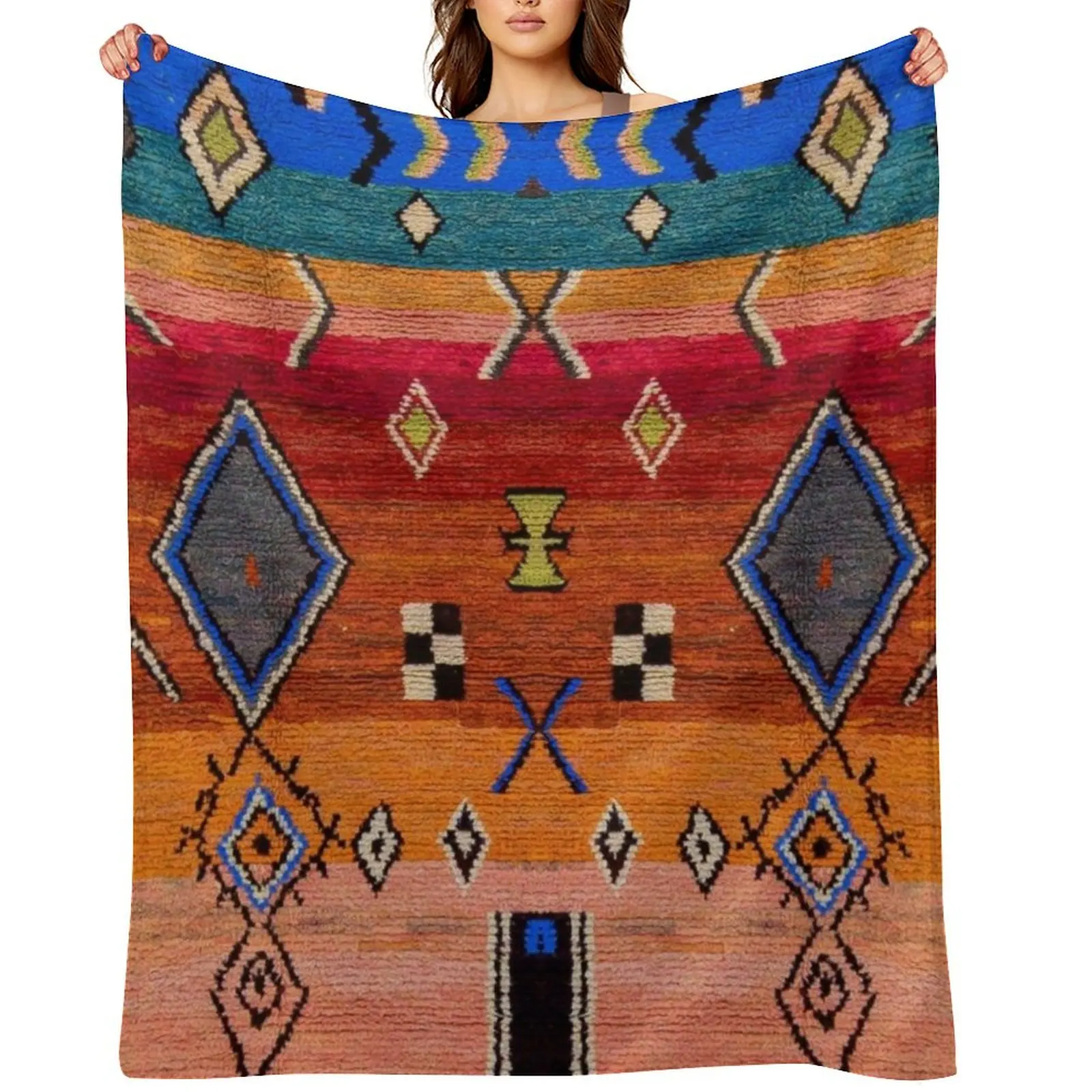 Heritage Traditional Multicolour Moroccan Rug Design Throw Blanket halloween Summer Nap Beautifuls Blankets
Heritage Traditional Multicolour Moroccan Rug Design Throw Blanket halloween Summer Nap Beautifuls Blankets