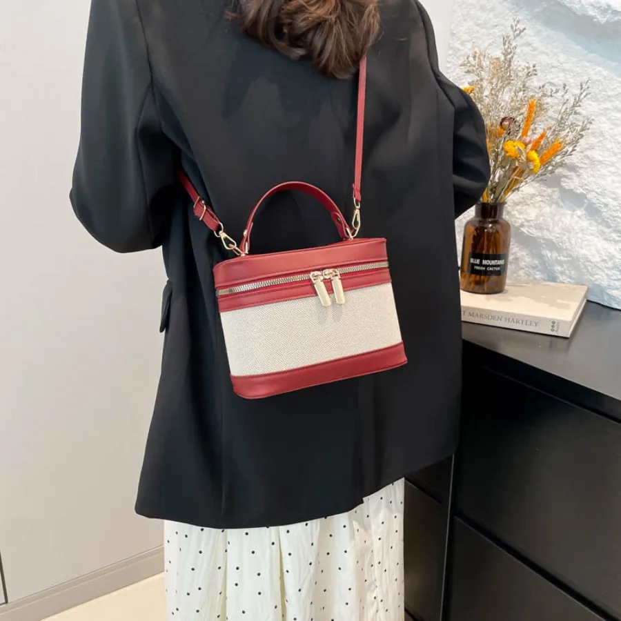 Новая корейская стильная персонализированная модная льняная сумка-ведро контрастного цвета, сумка через плечо, модные сумки на плечо для поездок на работу 
Новая корейская стильная персонализированная модная льняная сумка-ведро контрастного цвета, сумка через плечо, модные сумки на плечо для поездок на работу